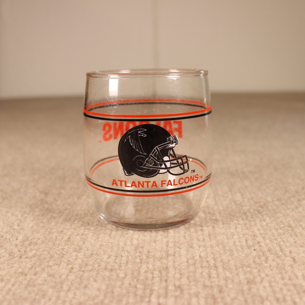 Vintage Atlanta Falcons NFL Juice Glass Clear Barrel Small Rocks Glass